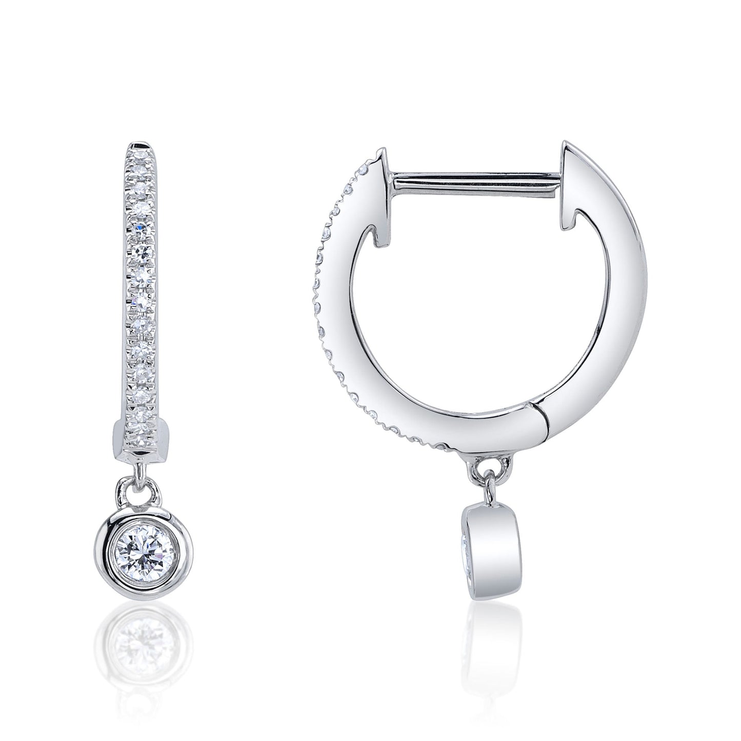 0.14CT 14K W/G DIAMOND BEZEL HUGGIE EARRING