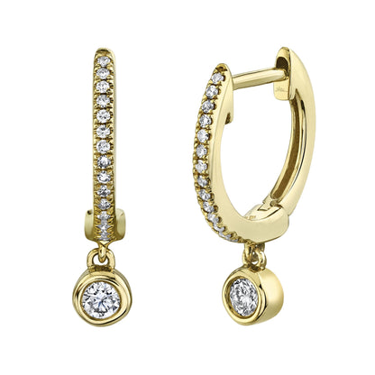 0.14CT 14K Y/G DIAMOND BEZEL HUGGIE EARRING