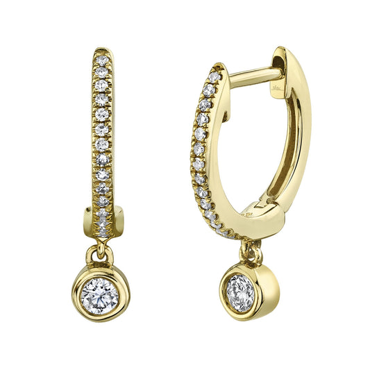 0.14CT 14K Y/G DIAMOND BEZEL HUGGIE EARRING