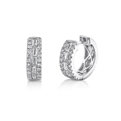 1.09CT 14K W/G DIAMOND BAGUETTE HOOP EARRING