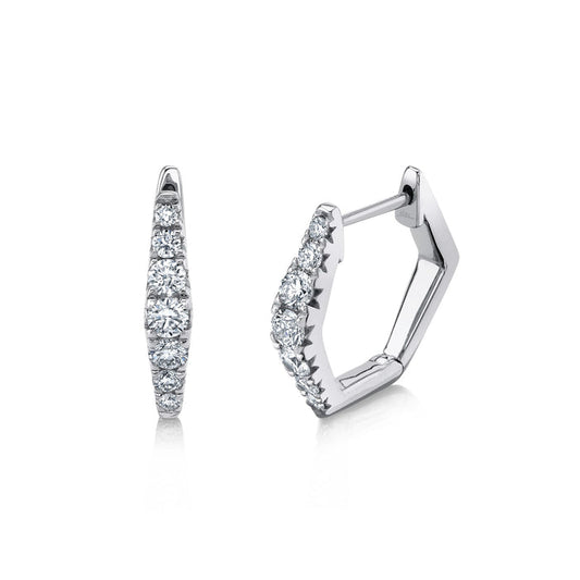 14K White Gold Diamond Huggie Earrings