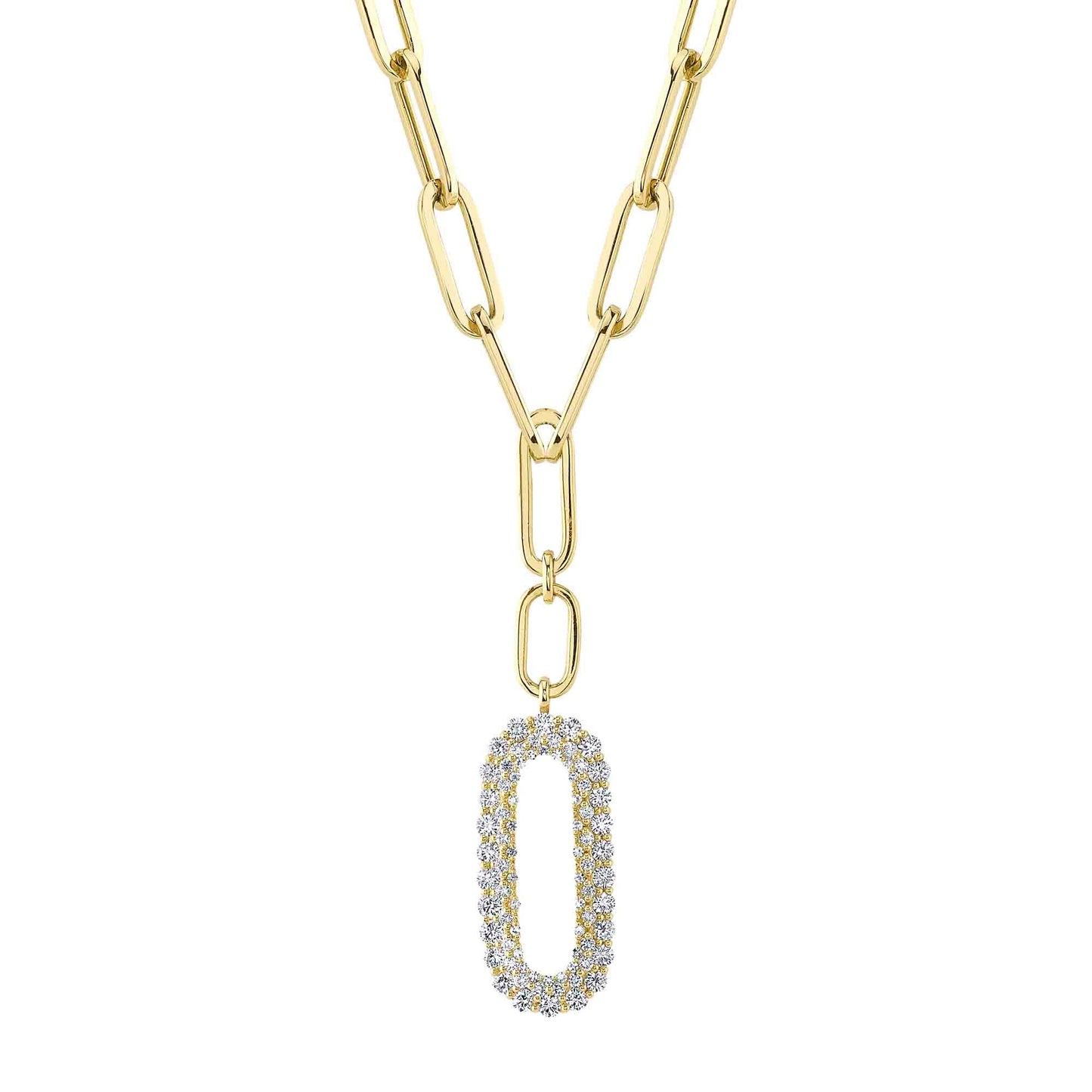 0.92CT 14K Y/G DIAMOND PAPER CLIP LINK NECKLACE