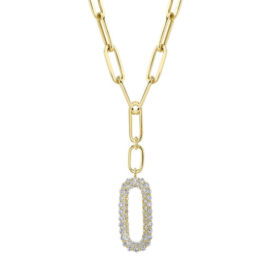 0.92CT 14K Y/G DIAMOND PAPER CLIP LINK NECKLACE