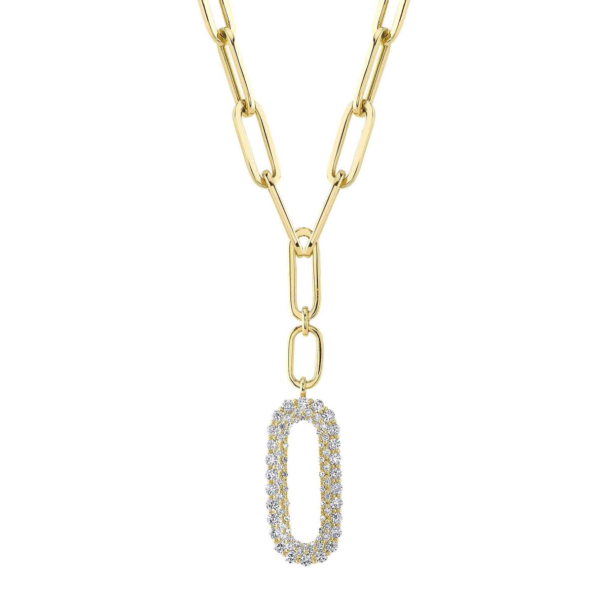 0.92CT 14K Y/G DIAMOND PAPER CLIP LINK NECKLACE