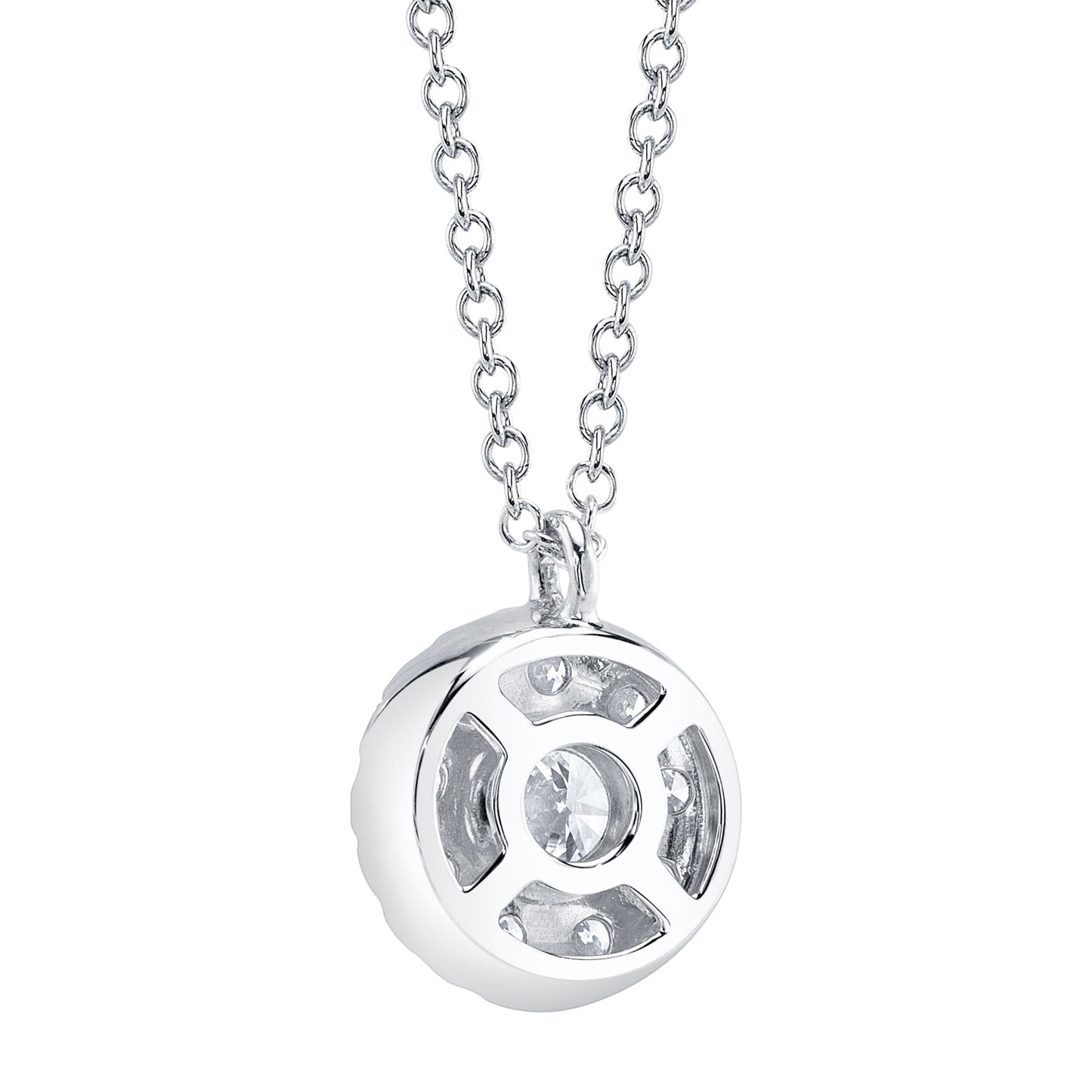 0.22CT-CTR(ROUND) 0.28CT-SIDE 14K W/G DIAMOND CLUSTER NECKLACE