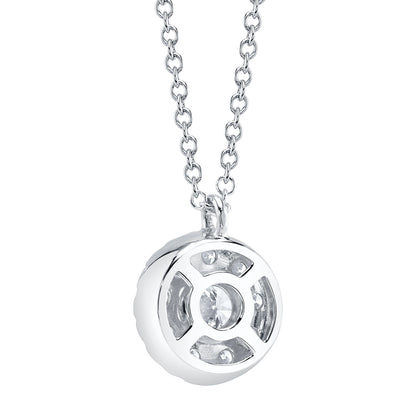 0.22CT-CTR(ROUND) 0.28CT-SIDE 14K W/G DIAMOND CLUSTER NECKLACE