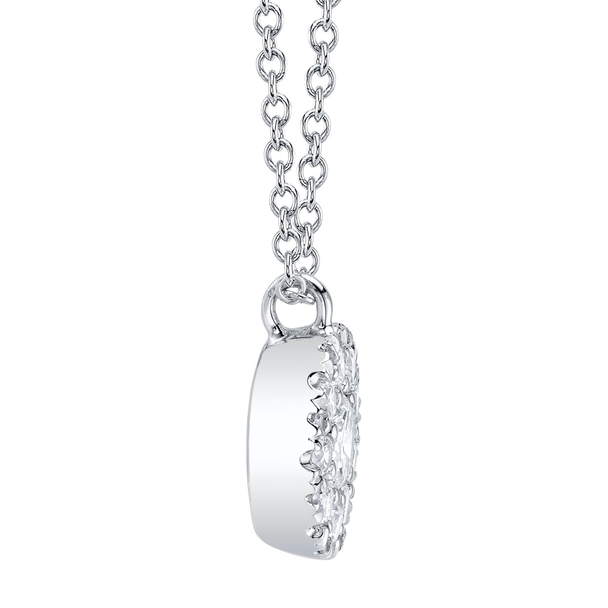 0.22CT-CTR(ROUND) 0.28CT-SIDE 14K W/G DIAMOND CLUSTER NECKLACE