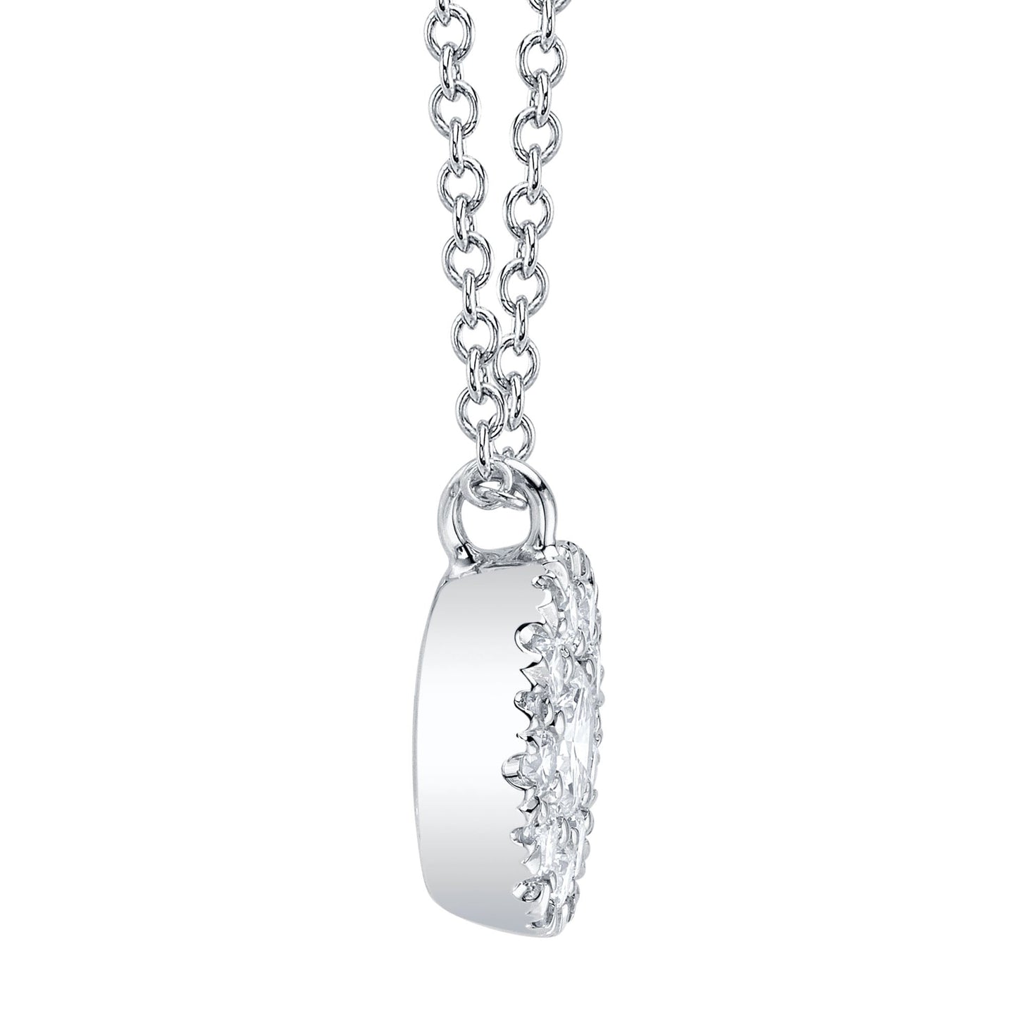 0.22CT-CTR(ROUND) 0.28CT-SIDE 14K W/G DIAMOND CLUSTER NECKLACE