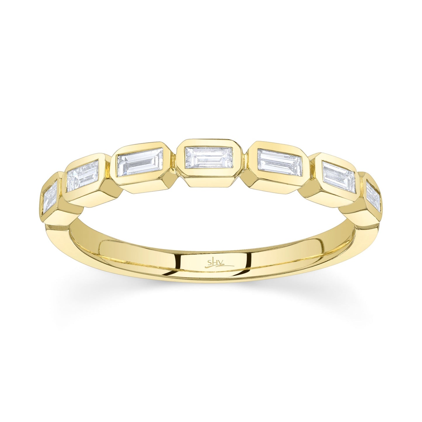 0.35CT 14K Y/G DIAMOND BAGUETTE BEZEL BAND