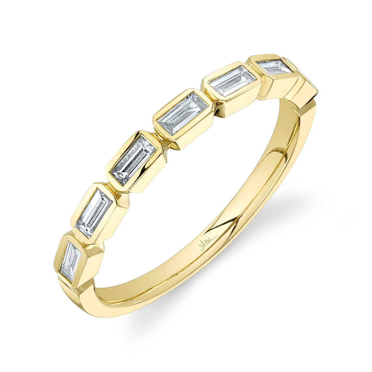 0.35CT 14K Y/G DIAMOND BAGUETTE BEZEL BAND
