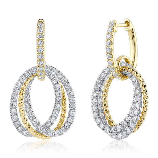 2.33CT 14K2T Y/W DIAMOND OVAL EARRING