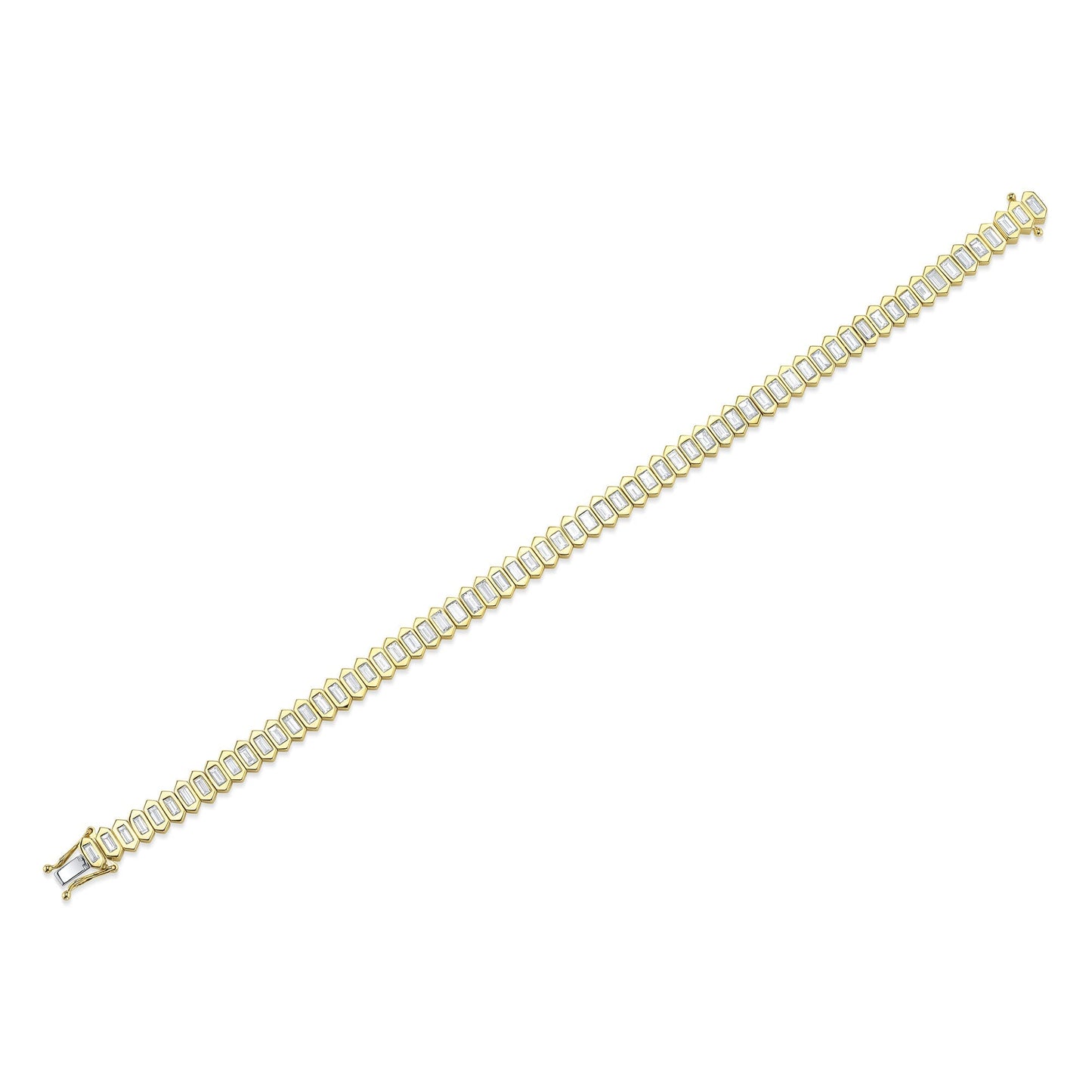 3.25CT 14K Y/G DIAMOND BAGUETTE BEZEL TENNIS BRACELET