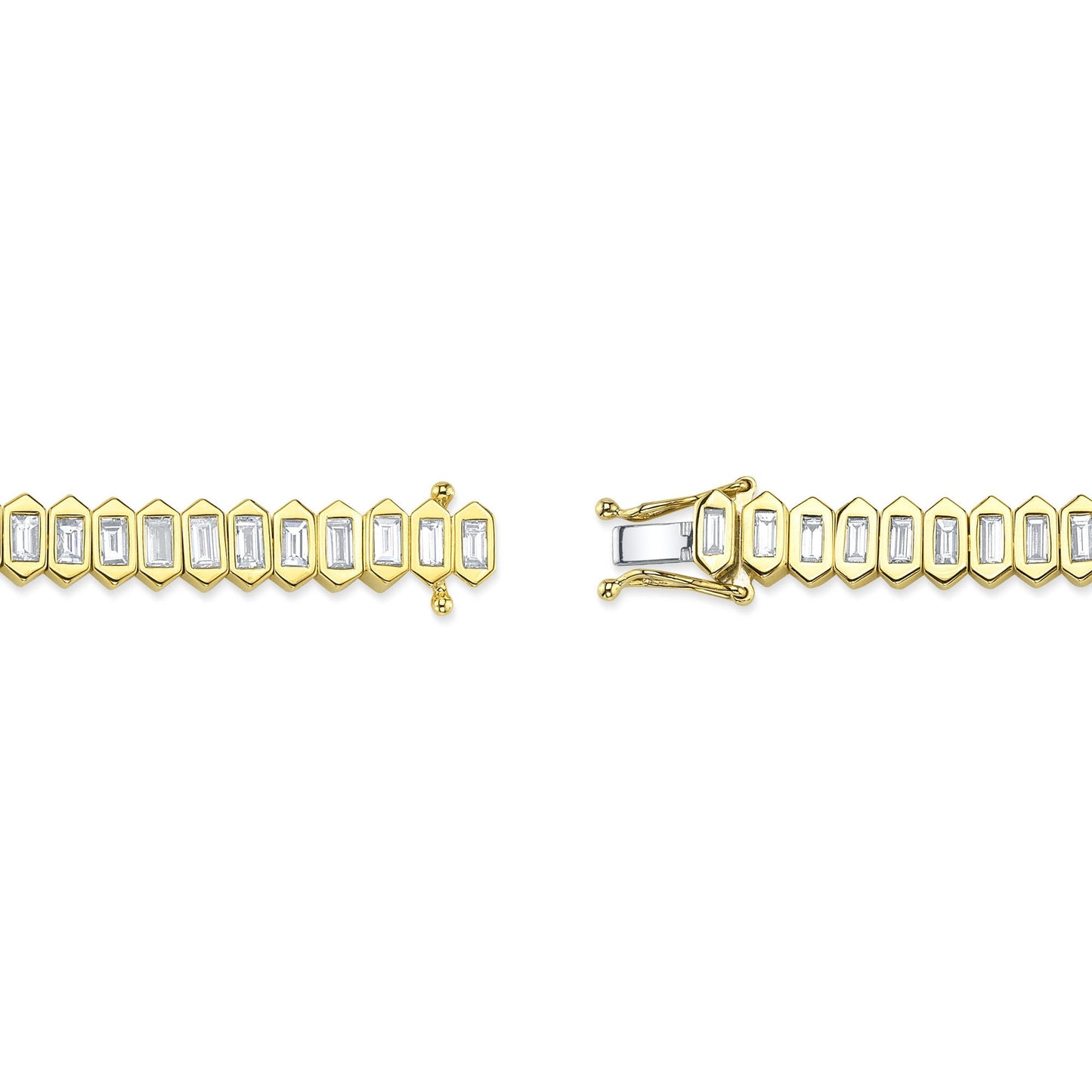 3.25CT 14K Y/G DIAMOND BAGUETTE BEZEL TENNIS BRACELET