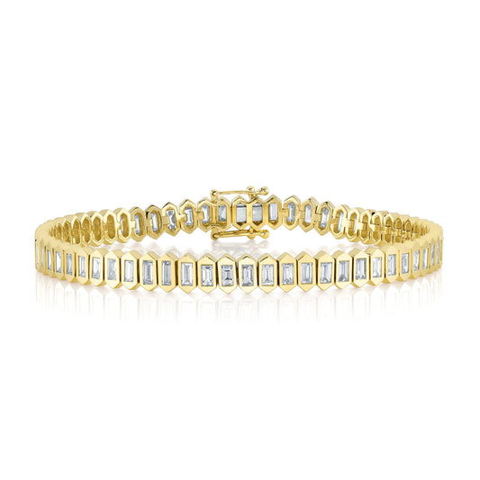 3.25CT 14K Y/G DIAMOND BAGUETTE BEZEL TENNIS BRACELET