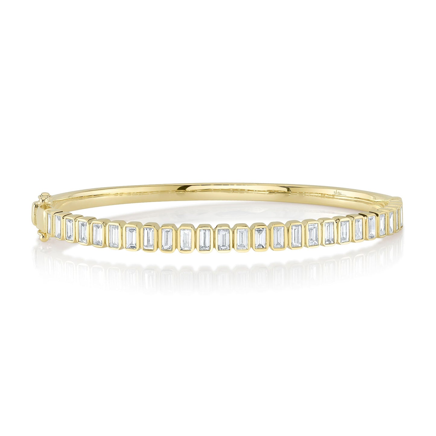 1.90CT 14K Y/G DIAMOND BAGUETTE BEZEL BANGLE