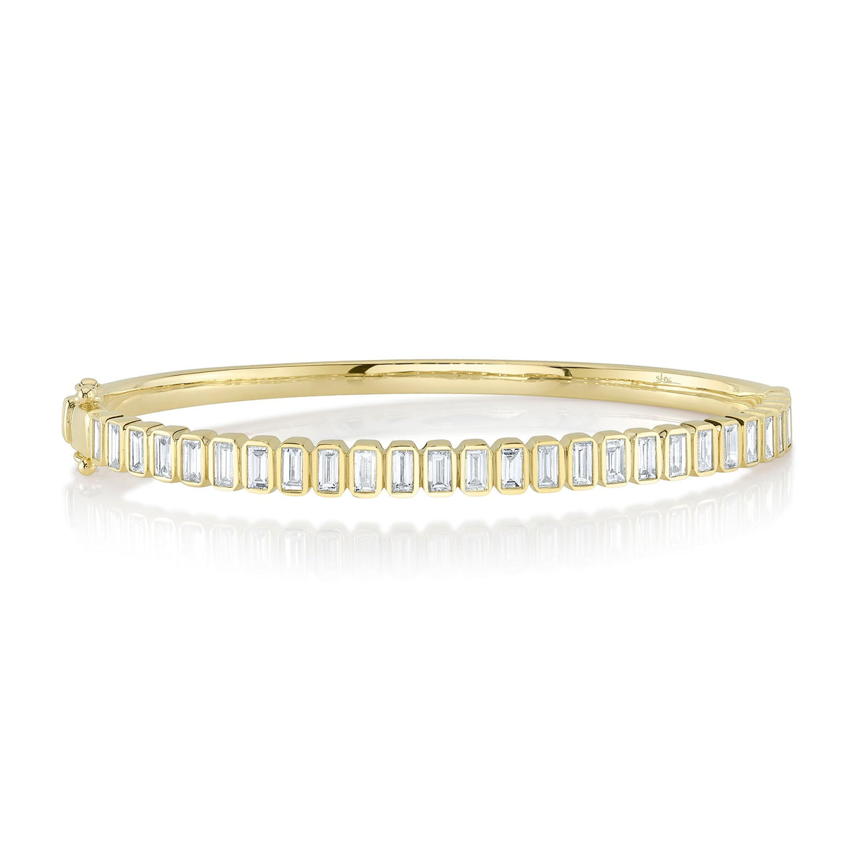 1.90CT 14K Y/G DIAMOND BAGUETTE BEZEL BANGLE