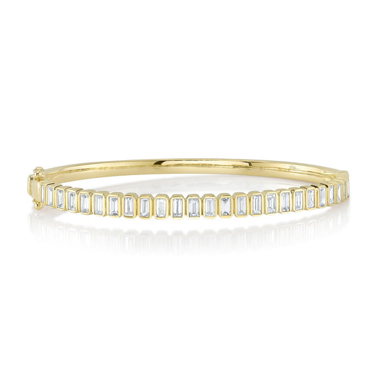 1.90CT 14K Y/G DIAMOND BAGUETTE BEZEL BANGLE