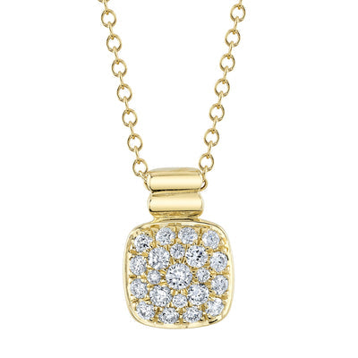 14K Yellow Gold Diamond Pave Necklace