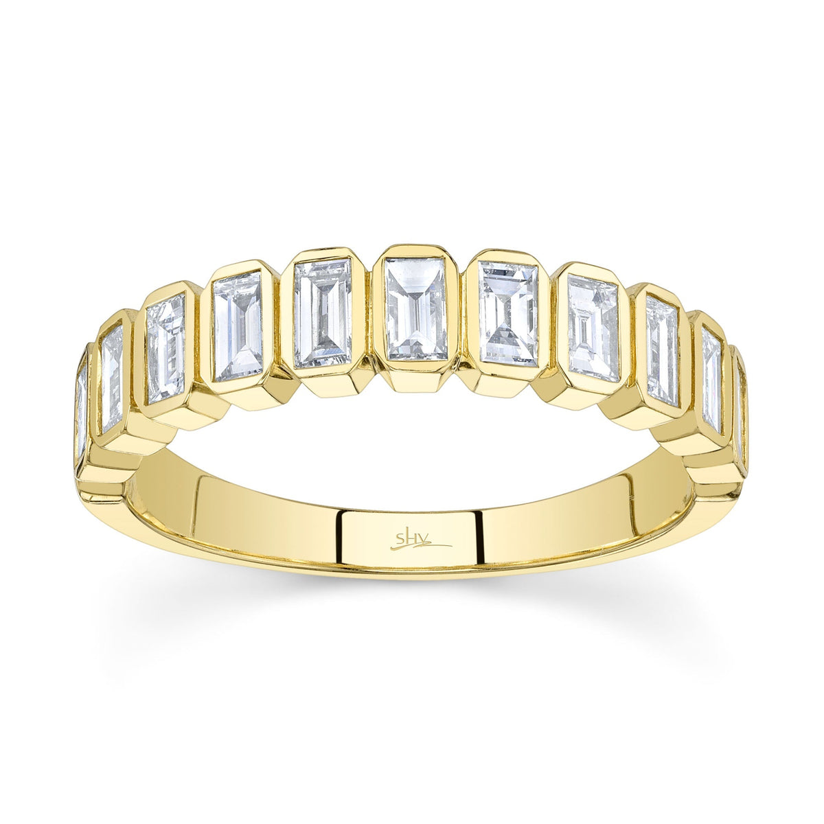 0.78CT 14K Y/G DIAMOND BAGUETTE BEZEL BAND