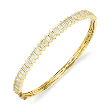 1.70CT 14K Y/G DIAMOND BAGUETTE BEZEL BANGLE