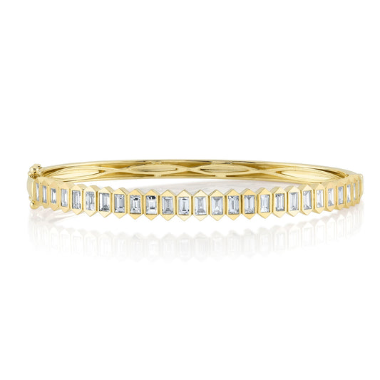 1.70CT 14K Y/G DIAMOND BAGUETTE BEZEL BANGLE