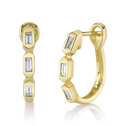 0.30CT 14K Y/G DIAMOND BAGUETTE BEZEL OVAL HOOP EARRING