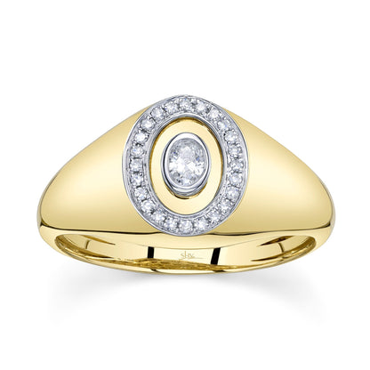 0.17CT 14K Y/G DIAMOND OVAL BEZEL SIGNET RING
