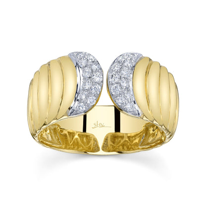 0.26CT 14K Y/G DIAMOND RIBBED RING