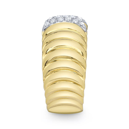 0.26CT 14K Y/G DIAMOND RIBBED RING
