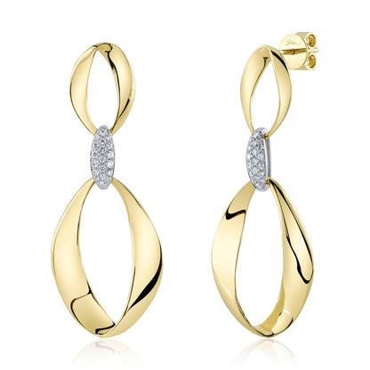 0.20CT 14K2T Y/W DIAMOND MOBIUS EARRING
