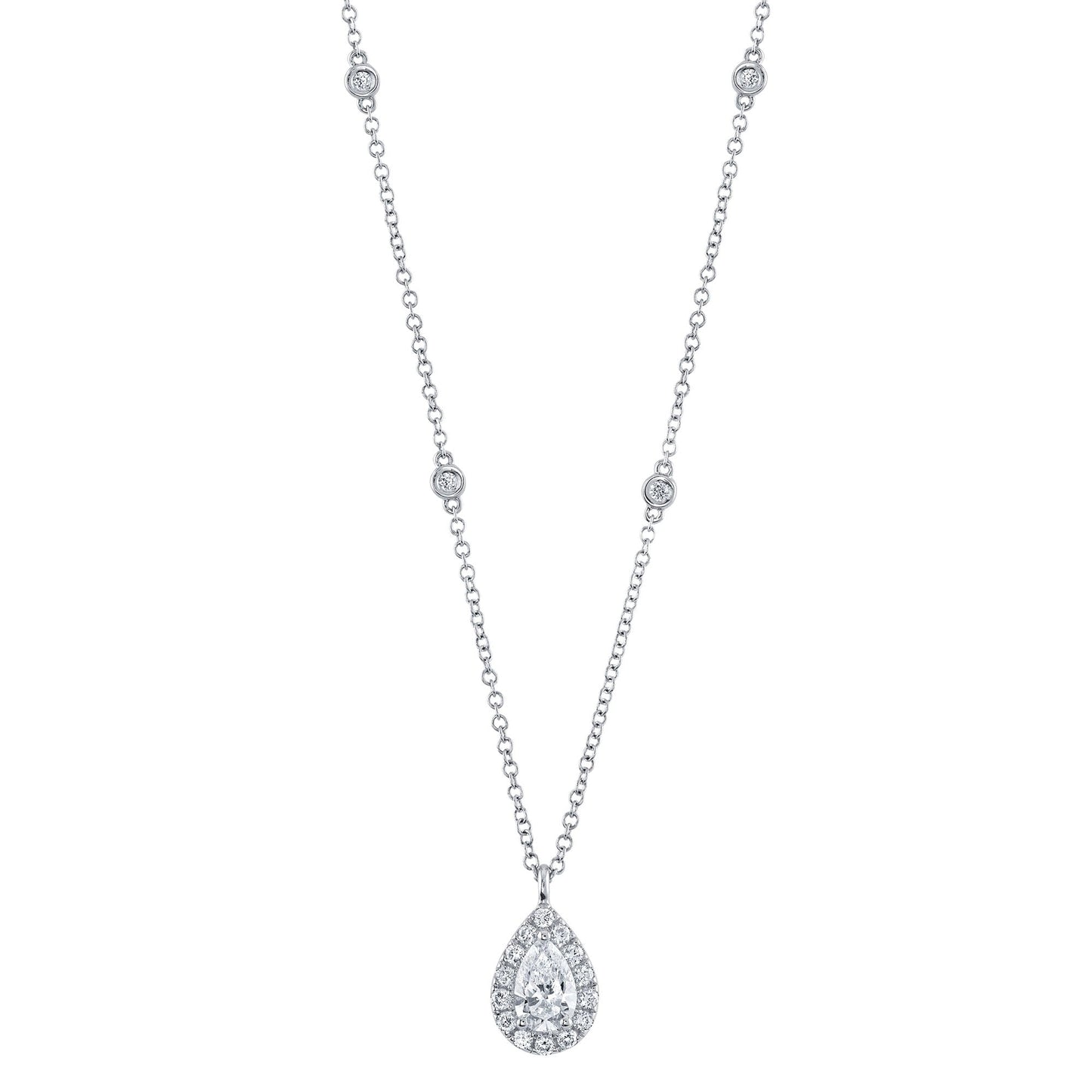 0.40CT-CTR(PEAR) 0.21CT-SIDE 14K W/G DIAMOND NECKLACE