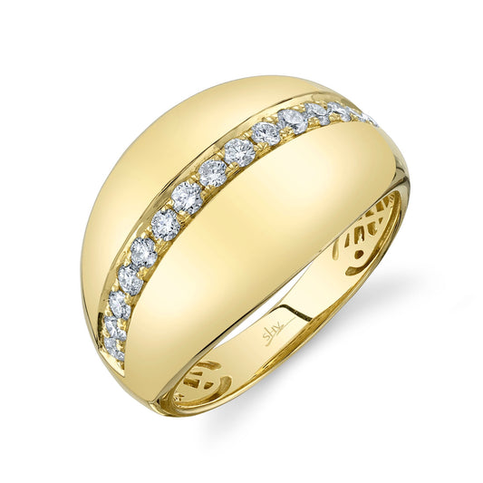 14K Yellow Gold Diamond Domed Ring