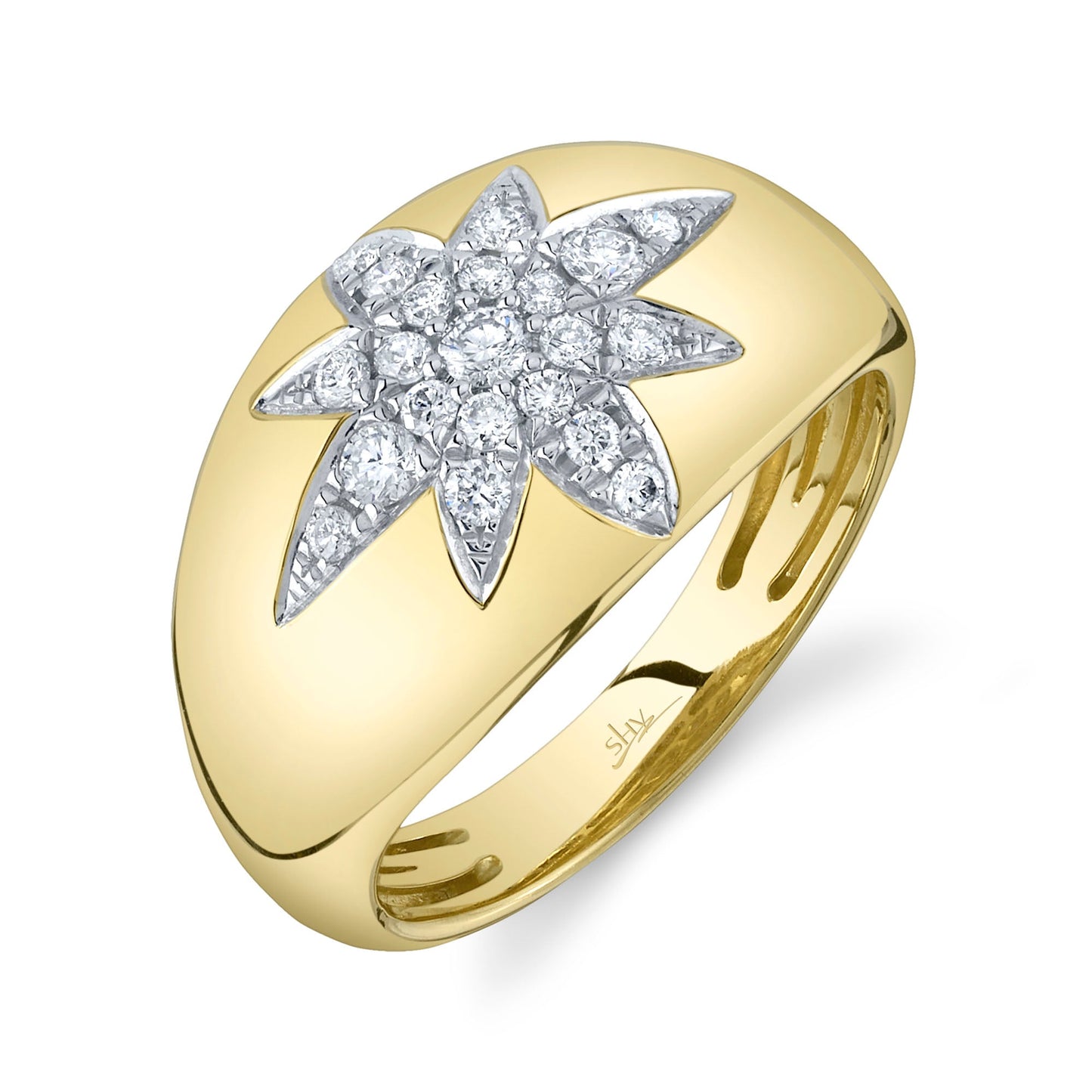 0.33CT 14K Y/G DIAMOND STAR RING SZ 6