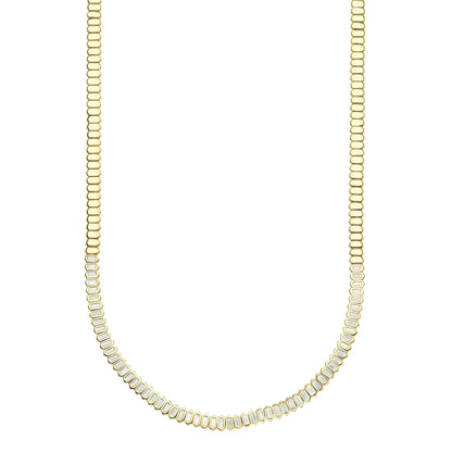 3.01CT 14K Y/G DIAMOND BAGUETTE BEZEL TENNIS NECKLACE