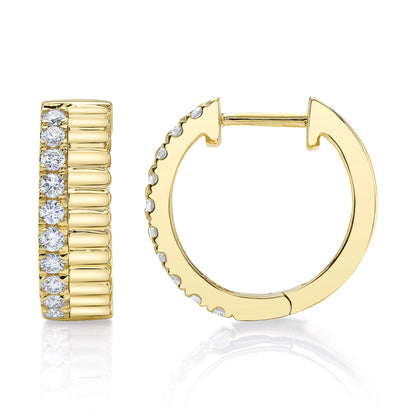 0.34CT 14K Y/G DIAMOND RIBBED HUGGIE EARRING