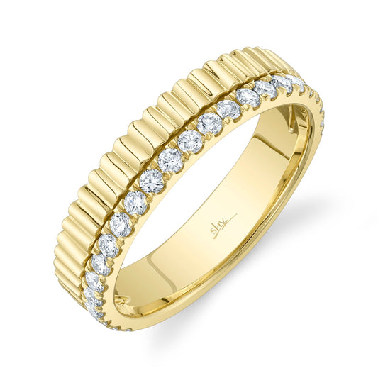 0.42CT 14K Y/G DIAMOND RIBBED BAND