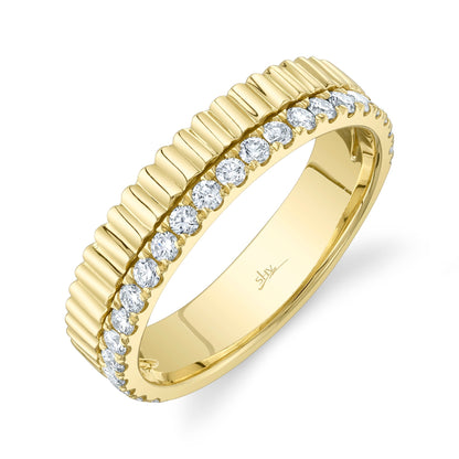 0.42CT 14K Y/G DIAMOND RIBBED BAND