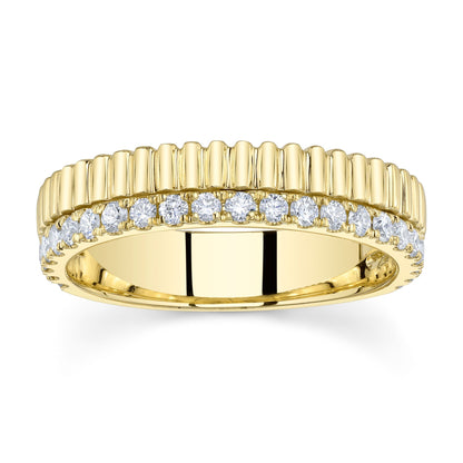 0.42CT 14K Y/G DIAMOND RIBBED BAND