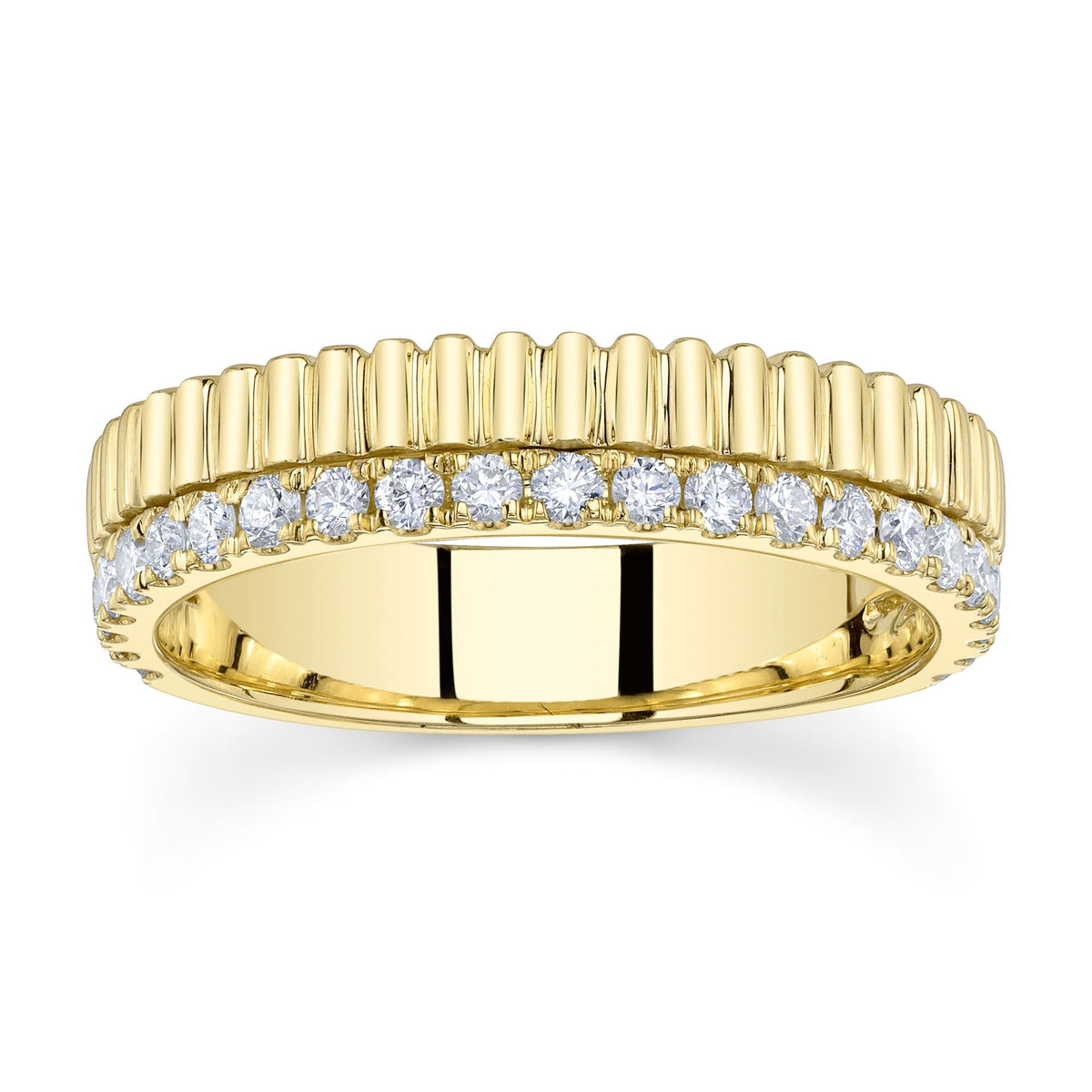 0.42CT 14K Y/G DIAMOND RIBBED BAND