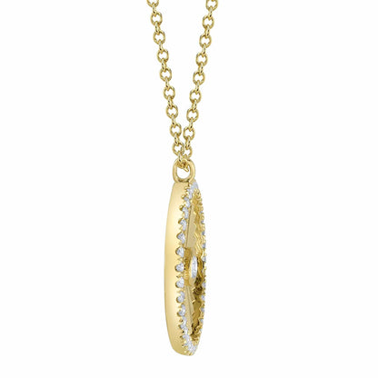 0.32CT 14K Y/G DIAMOND BEZEL RIBBED CIRCLE NECKLACE