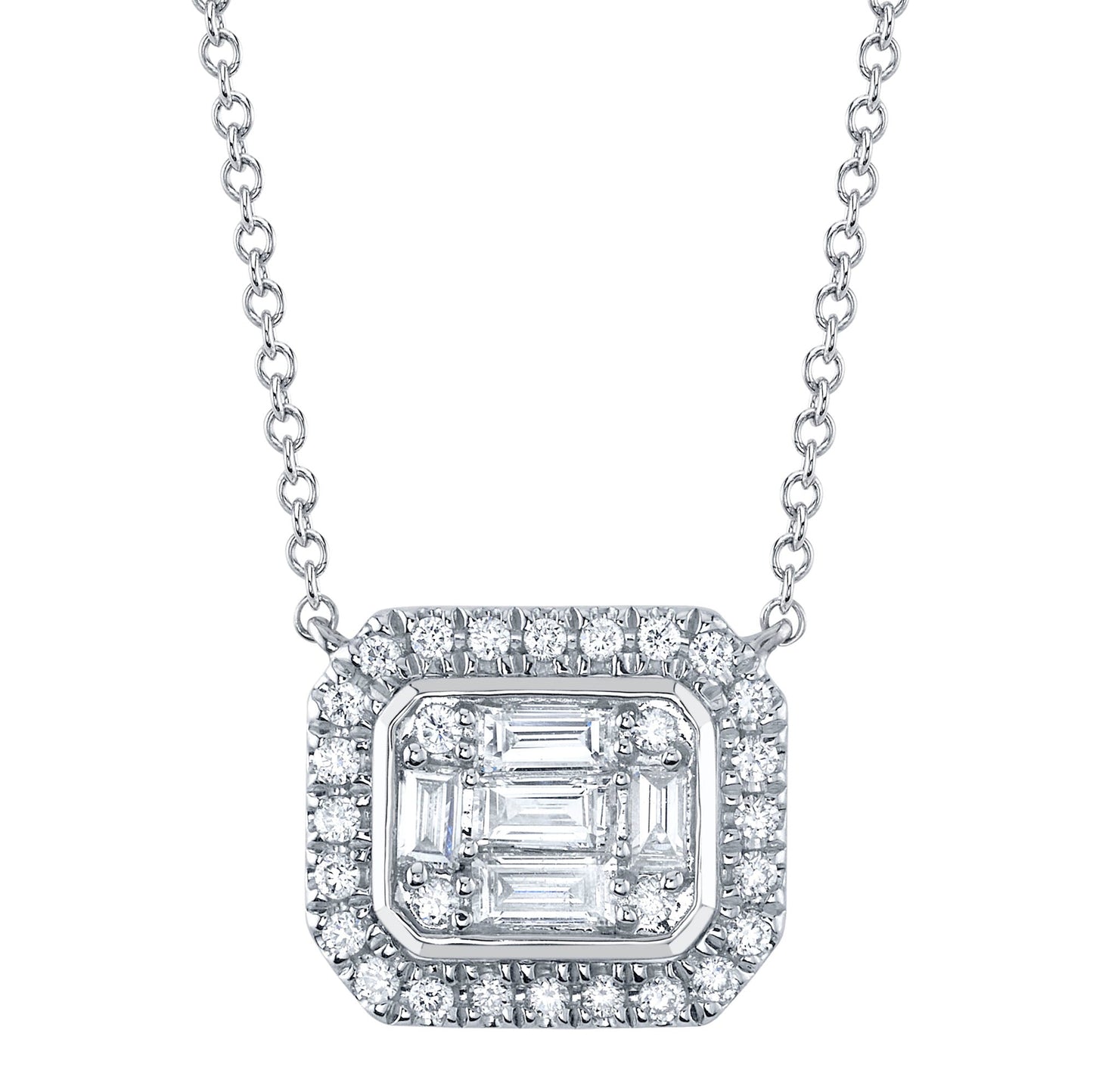 0.41CT 14K W/G DIAMOND BAGUETTE NECKLACE