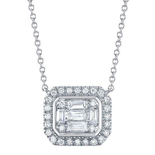 0.41CT 14K W/G DIAMOND BAGUETTE NECKLACE