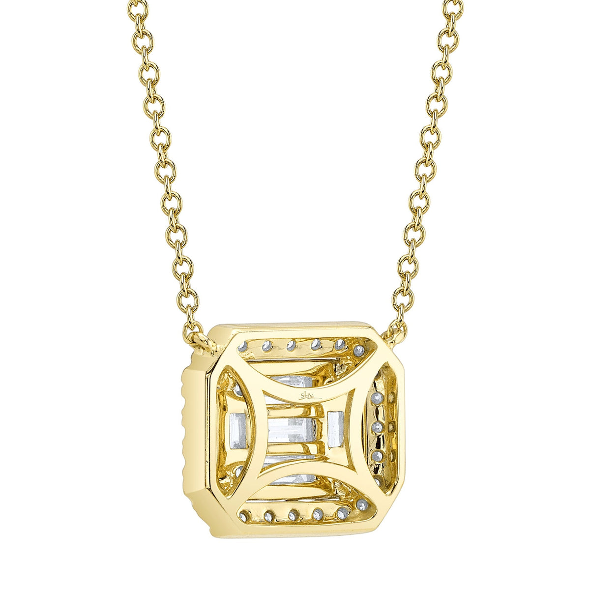0.41CT 14K Y/G DIAMOND BAGUETTE NECKLACE