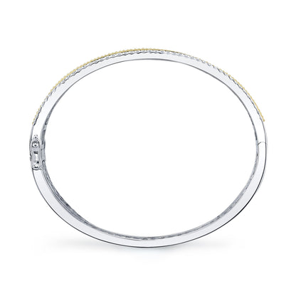 1.06CT 14K2T W/Y DIAMOND RIBBED BANGLE