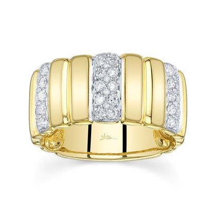 0.37CT 14K Y/G DIAMOND RIBBED RING