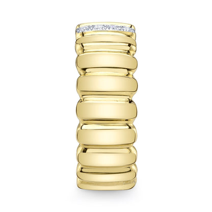 0.07CT 14K Y/G DIAMOND RIBBED RING