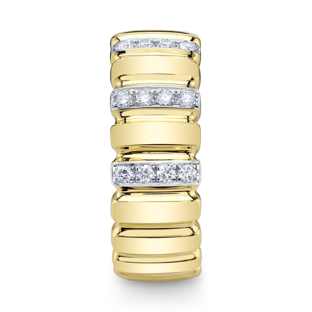 0.32CT 14K Y/G DIAMOND RIBBED RING