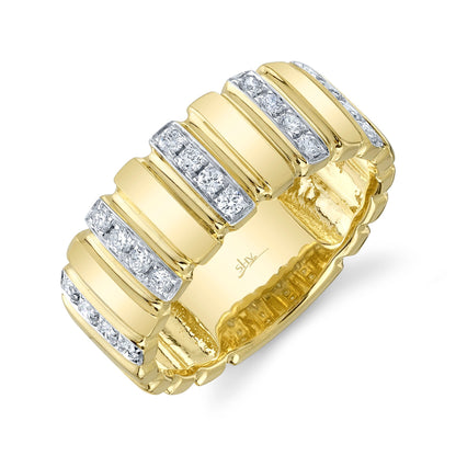 14K Yellow Gold Diamond Fluted Ring