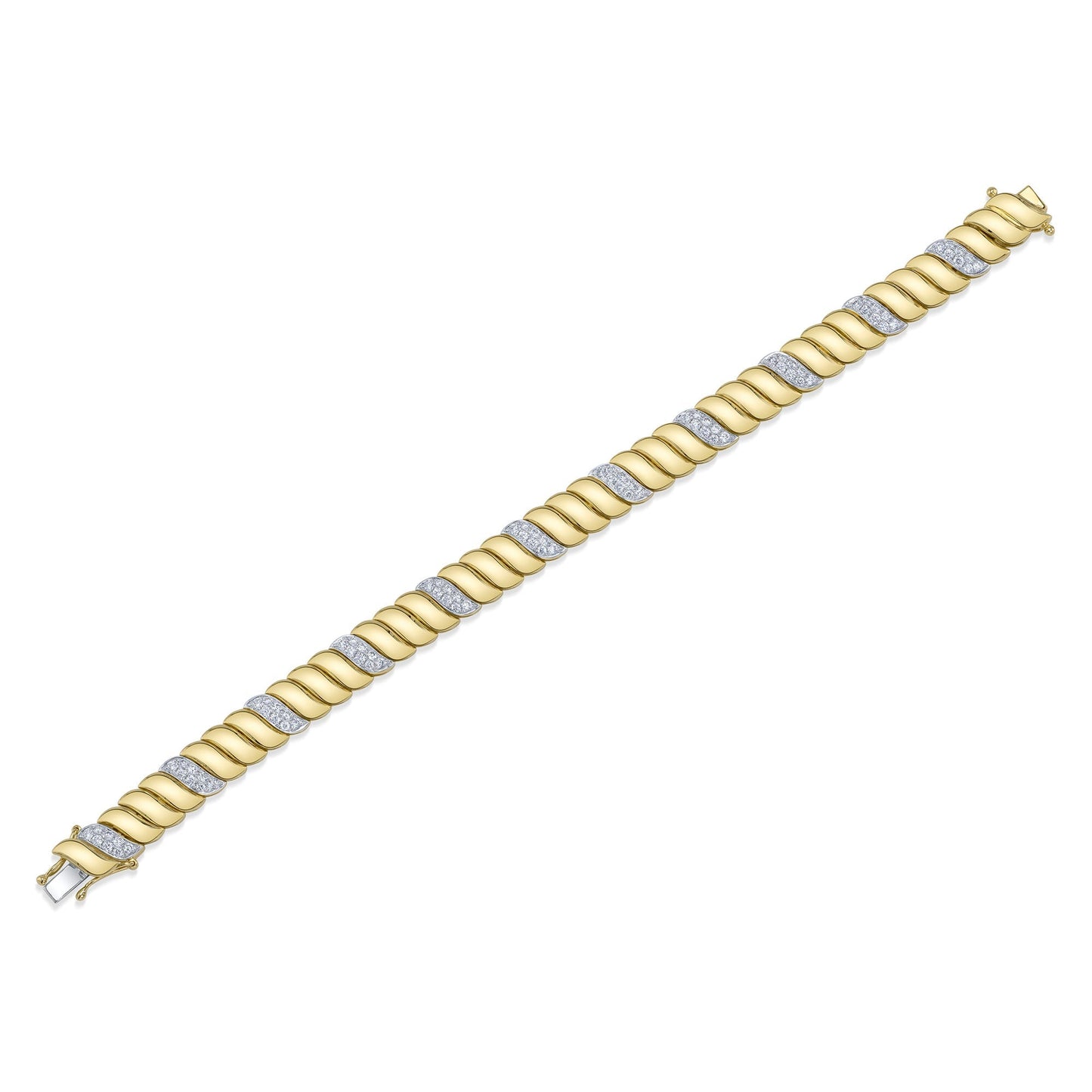 1.48CT 14K Y/G DIAMOND RIBBED BRACELET