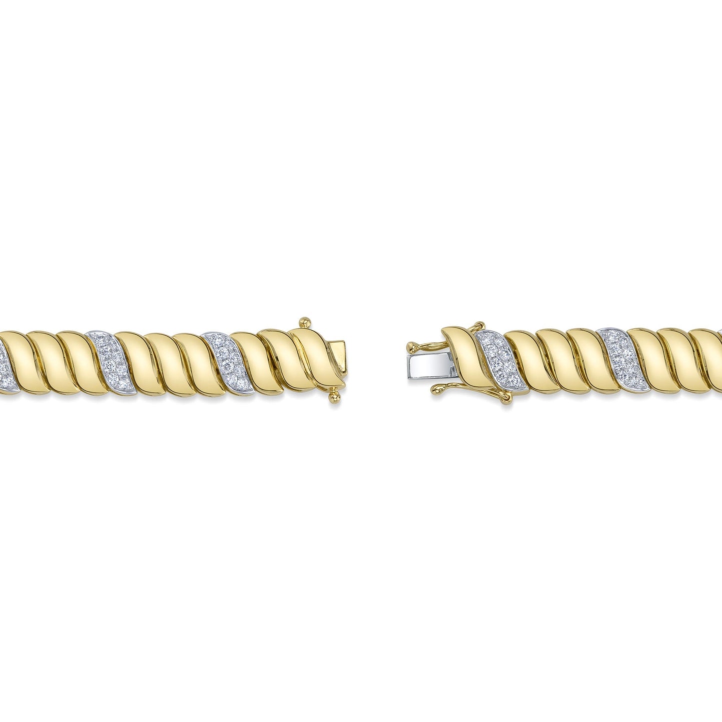1.48CT 14K Y/G DIAMOND RIBBED BRACELET